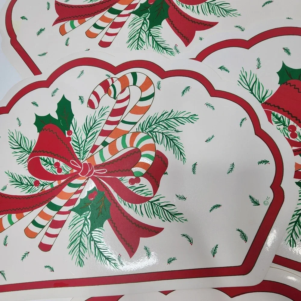 Town & Country Vinyl 1980s Christmas Table Placemats 6- 18